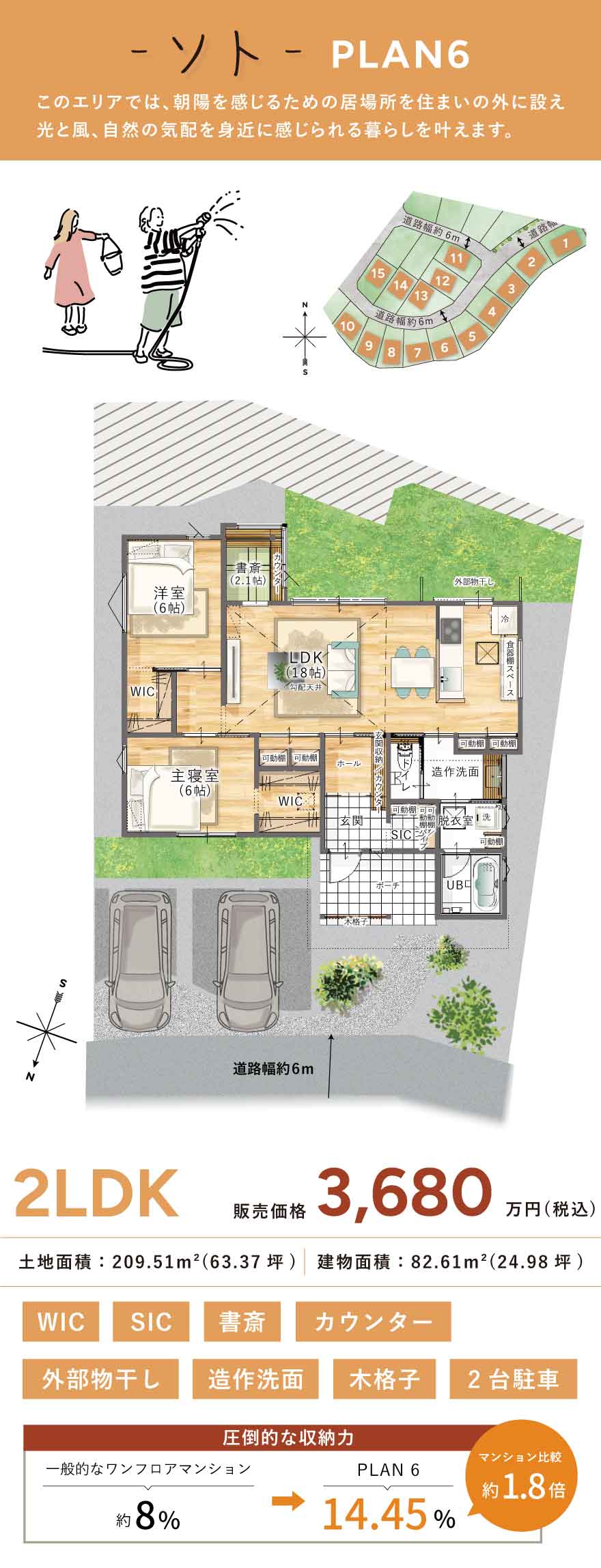 間取り画像1枚目「親子で楽しむ、収納上手な平屋の暮らし。」